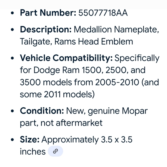 Dodge Ram OEM Medallion, Name Plate Tailgate, Emblem - Picture 4 of 4